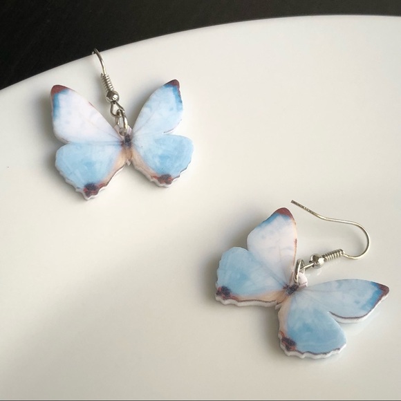 NEW Acrylic Blue Butterfly Earrings - Picture 2 of 6